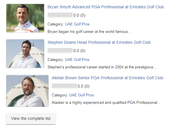Emirates Golf Club pros